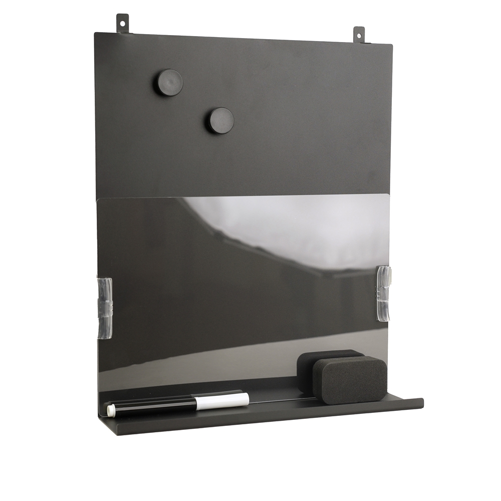 Magnettafel mit Ablage, schwarzes Metall